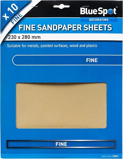Blue Spot Tools 19851 Fine Sandpaper Black 230 x 280 mm 10 sheets