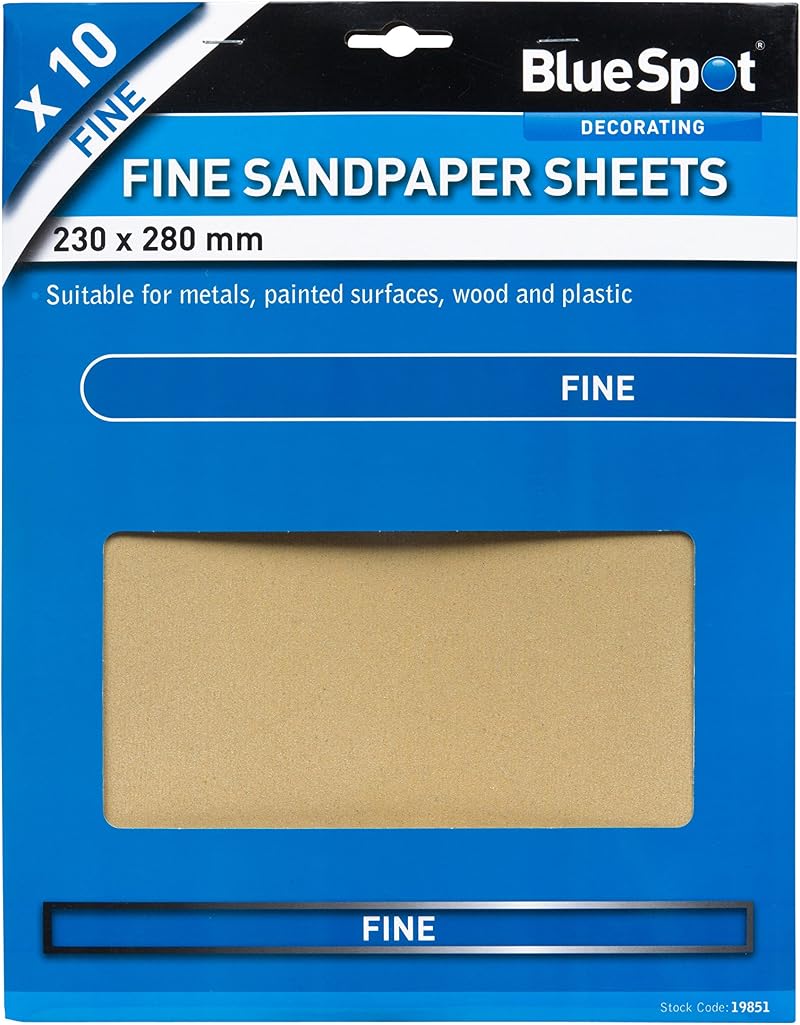 Blue Spot Tools 19851 Fine Sandpaper Black 230 x 280 mm 10 sheets