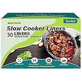 Syntus Slow Cooker Liners, 30 Count Cooking Bags Large Size Disposable Pot Liners Plastic Bags, Fit 3QT to 8QT for Slow Cooke