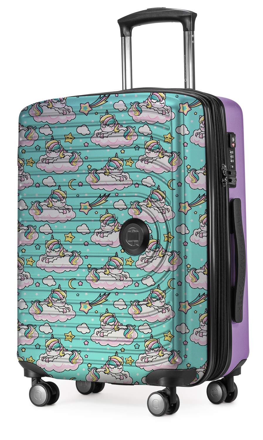 Hauptstadtkoffer - Mitte - Hand Luggage, 2.9 kg Child's Play, TSA, Hard-Shell Suitcase, Trolley with 4 Wheels, Hand Luggage 55 cm, 42 liters, Suitcase Motif, Unicorn Lilac