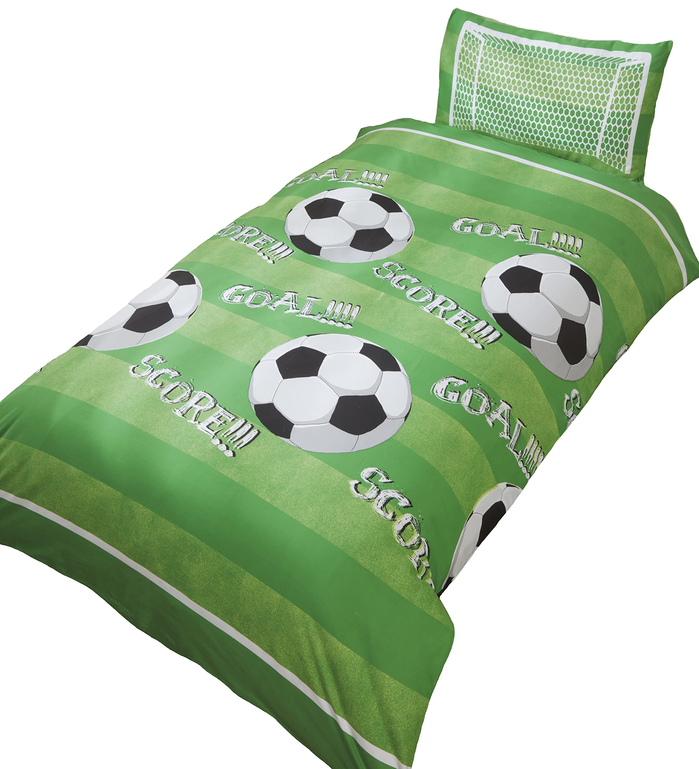Rapport Home Goal Football Single Duvet Cover and Pillowcase Set, Green