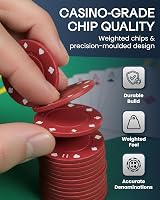TANNESS 200 Pcs Poker Set with Chips Mat Tin Box Casino Texas Holdem view 5