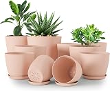 Utopia Home Pink Plastic Planters 10 Pack Multisize Indoor Decorative Pots