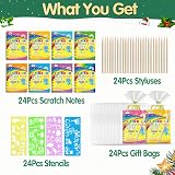 ZMLM 24 Pack Scratch Art Set with Notebooks, Styluses, Stencils & Gift Bags view 4