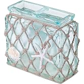 Avanti Linens - Seaglass Toothbrush Holder, Hand-Painted Resin Organizer | Hand-Painted Resin Construction, Divided Storage, Toothbrush, Makeup Brush &amp; Grooming Tool Storage, Vanity Organization