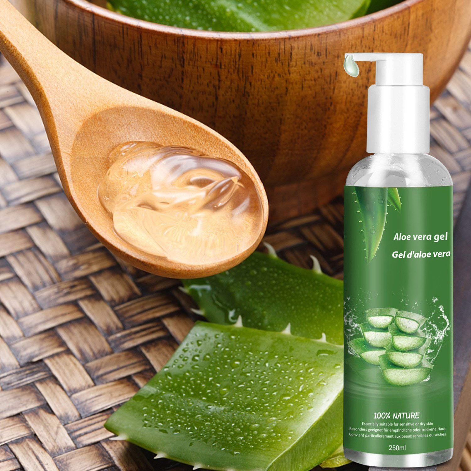 Betope Aloe Vera Gel 100 Prozent Reines Bio Pur für Nach Sonnenbrand Feuchtigkeitsspendend Kontrollierter Anbau Natürlich Organisch Multifunktional Emollient - 250ML