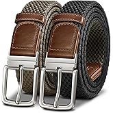 KEMISANT Braided Belt Reversible,Elastic Stretch Belt for Gift Men Golf Casual 1 3/8",2 In 1 Belt