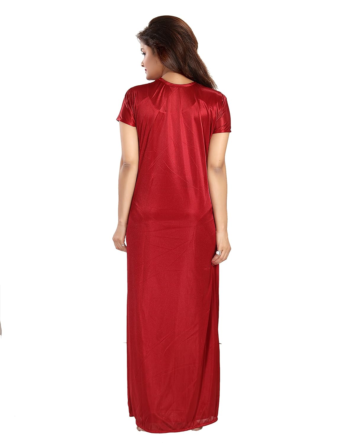 noty women's satin nighty - 4 pc set- nighty/robe/top/capri