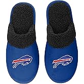FOCO - Mens NFL Big Logo Team Color Suede Sherpa Scuff Slippers