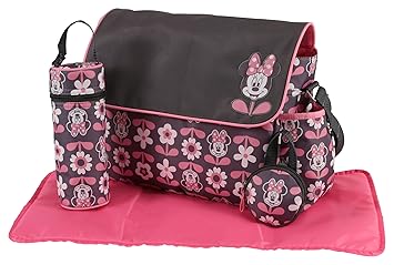 pink and gray diaper bag