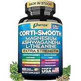 Parrox Corti-Smooth Cortisol Supplement Magnesium, L-Theanine, Ashwagandha, Phosphatidylserine, Valerian Root, Lions Mane, Bacopa Monnieri, Ginkgo Biloba, Panax Ginseng, Magnolia Bark, GABA (60 Caps)