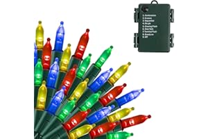 Uptotop Battery Operated Christmas Mini String Lights, 50 LED 16FT String Lights Outdoor, Waterproof Mini Tree Lights with 8 Modes, Xmas Decorations for Indoor Patio Garden Party Decor(Multi-Colored)