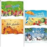 Batiyeer 4 Pcs Garden Flag 3 x 5 ft Spring Summer Autumn Winter Seasons Double Sided Holiday Flag Banner with Grommets for Spring Decorations Photo Backdrop Party Supplies Outdoor(Classic Style)