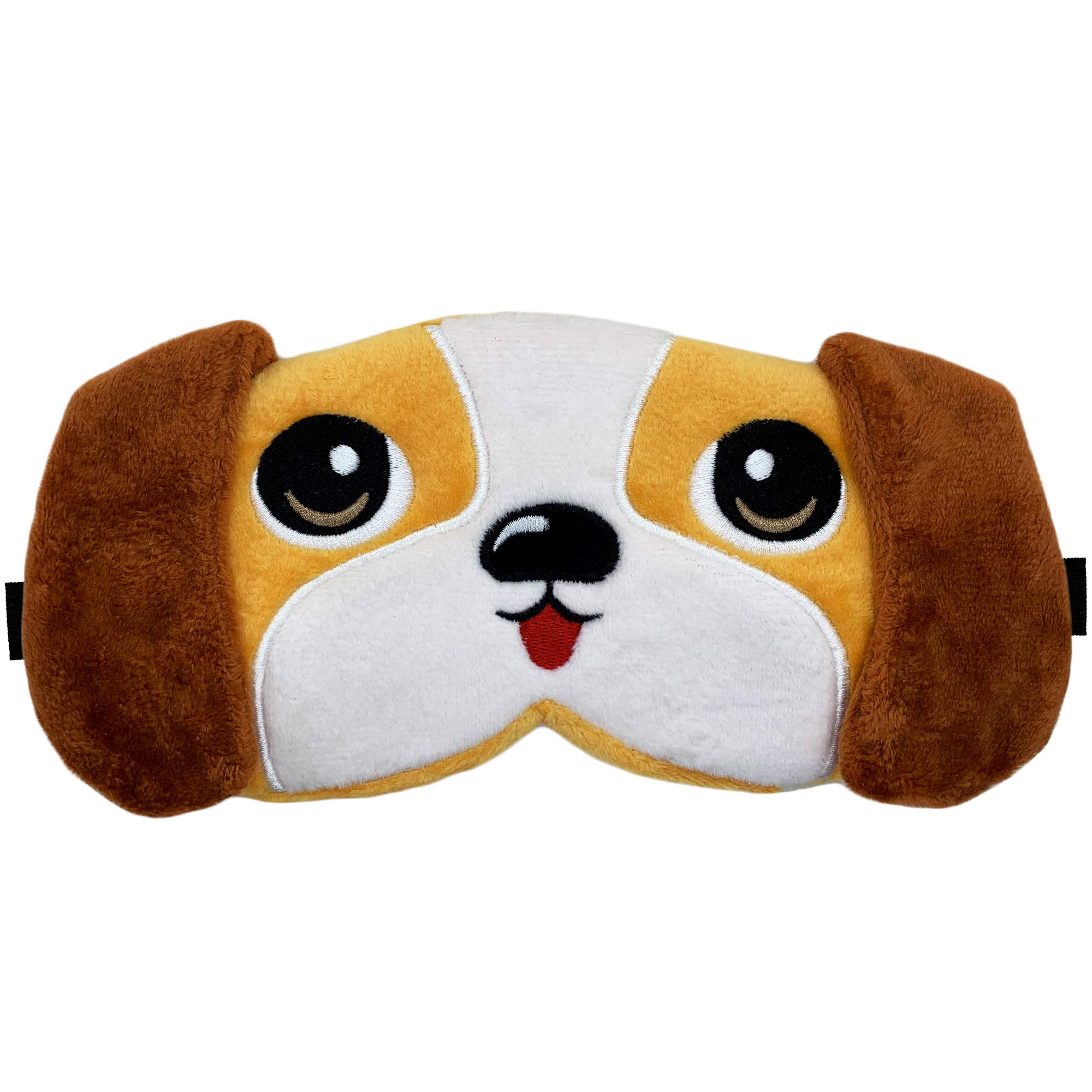 Fluffy Animal Eye Mask for Sleeping - (Beagle) Adjustable Strap Sleep Mask