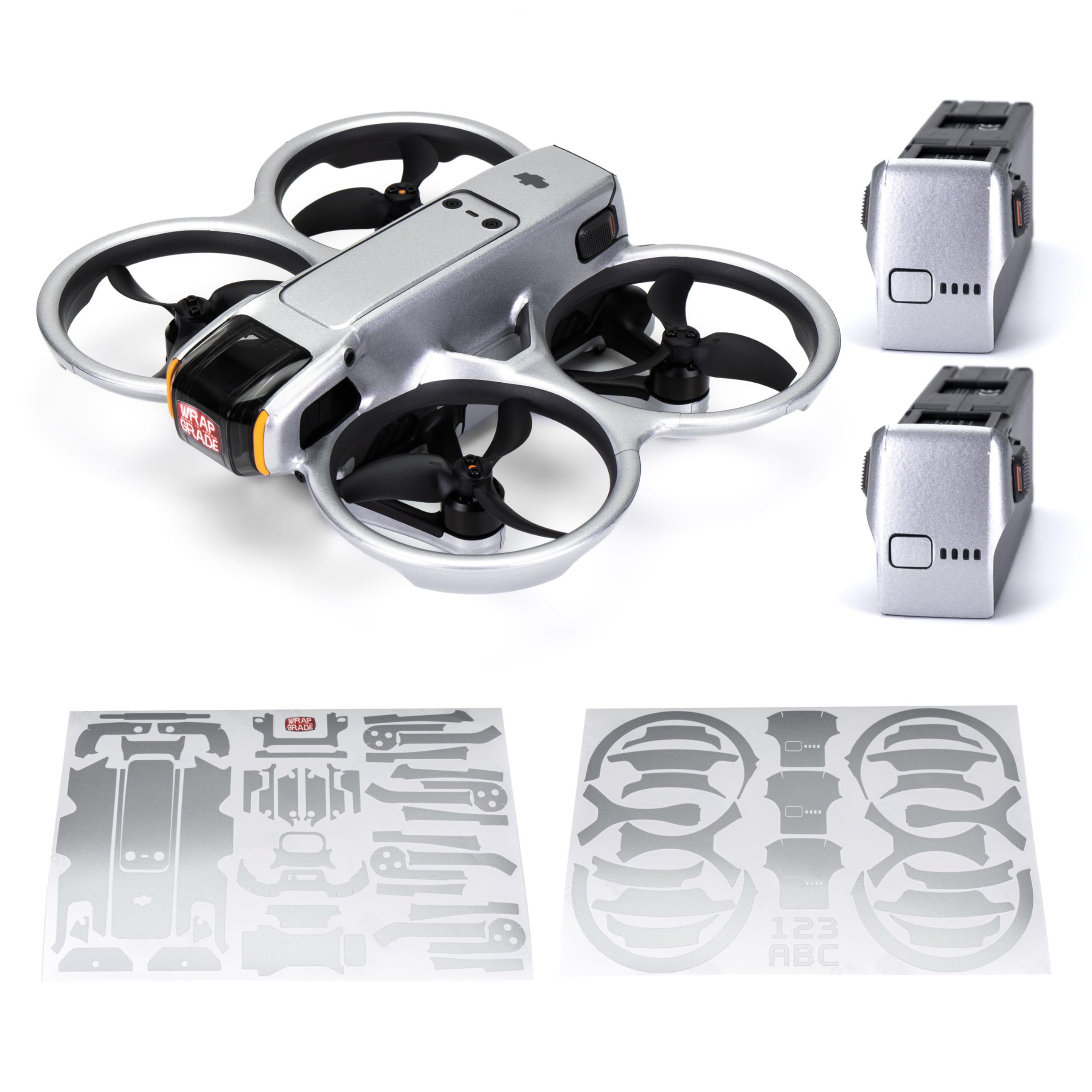WRAPGRADE Skin Stickers Compatible with DJI Avata 2 (Airforce Silver)