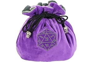 Cusdie High-Capacity Velvet Dice Bags with Pockets Storage Bag Capacity 200+ Dice Holder for DND RPG Game Dices Collection(Pu