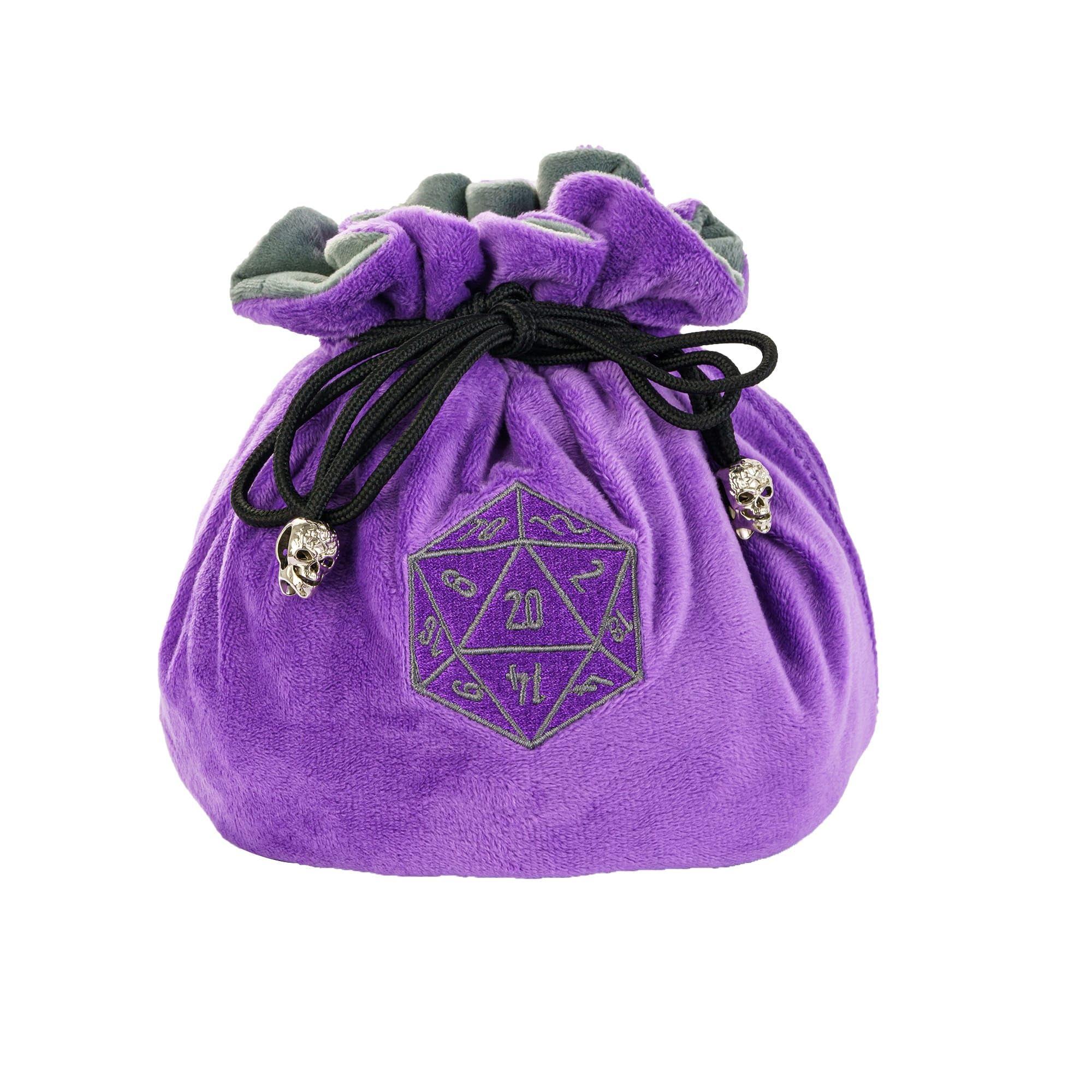 cusdie High-Capacity Velvet Dice Bags with Pockets Storage Bag Capacity 200+ Dice Holder for DND RPG Game Dices Collection(Purple) — image 1