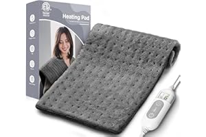 EUQNIK Heating Pad for Back & Cramps Relief,Electric Heat Pad Fast Heat,6 Level Heat Setting,3 Level Timming,Auto Shut Off, Machine Washable,Suitable for Back,Neck,Abdomen Pain Relief(Dark Grey, 12'' × 24'')