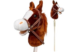 Nature Bound Horse Riding Stick | Handcrafted Plush Hobby Horse Sticks | Handsewn Head, Sturdy Wood Stick | Plus Neighing & Clip-Clop Sounds for Kids Toddlers Preschoolers | Chestnut Red Color