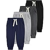 Aocku 4 Pack Toddler Boys Sweatpants Cotton Toddler Boys Girls Sweatpants Pants with Pocket Drawstring