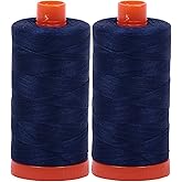 Aurifil Mako 50wt Thread 2 Large Spools(Dark Navy (2784))