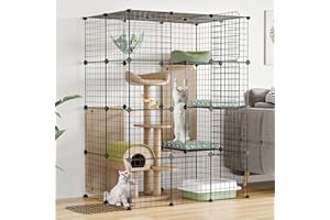 Oneluck 4-Tier Large Cat Cage Enclosure Indoor DIY Playpen Detachable Metal Wire Kennels Crate 2x3x4 Large Exercise Place Ideal for 1-3 Cats