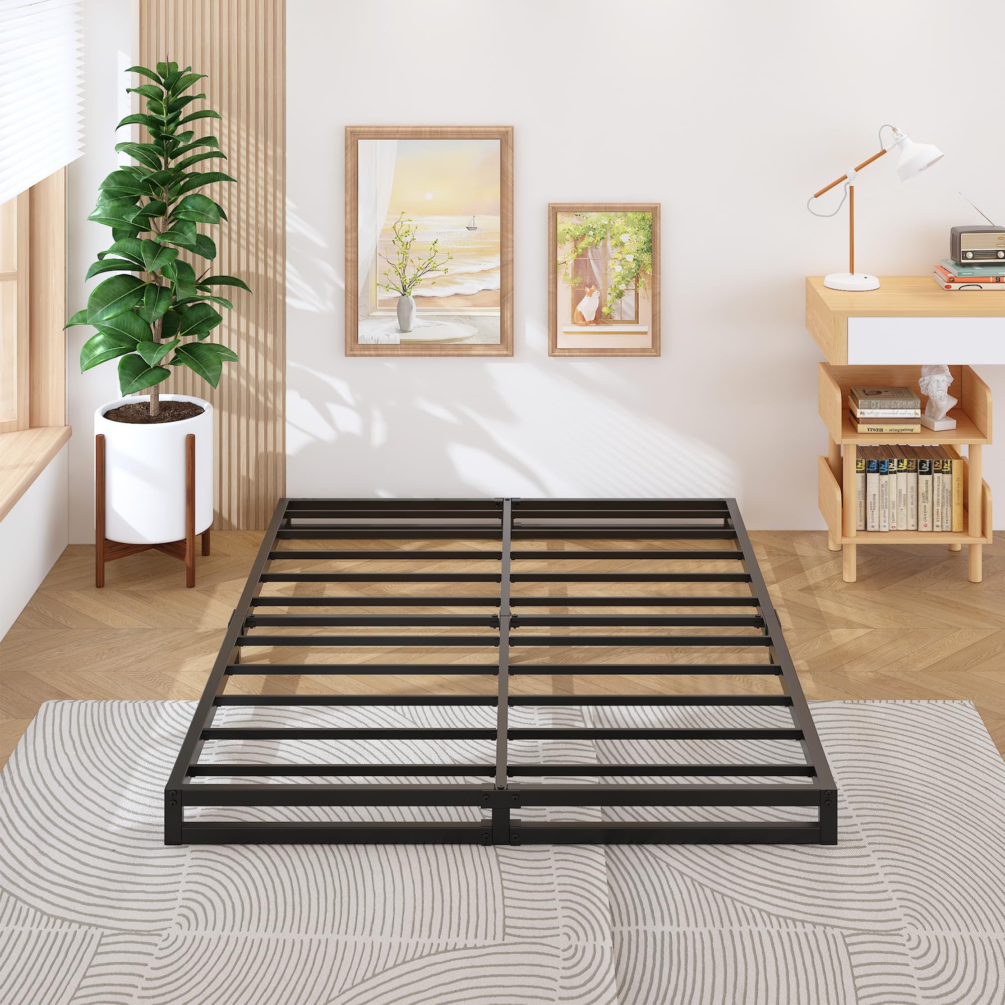 Photo 1 of *MISSING PARTS*
Lutown-Teen 4 Inch Bed Frame Queen Size Heavy Duty Steel Slat Support Metal Platform Queen Bed Frame No Box Spring Needed, Easy Assembly, Black