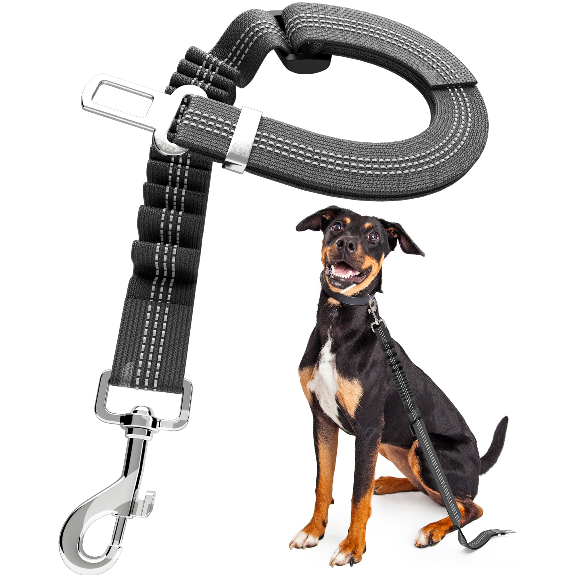 Dog Car Seat Belt – Adjustable 65-100cm Headrest Restraint with Bungee & Swivel Clip, Secure Harness for Dogs in Cars, Seat belt for Dogs