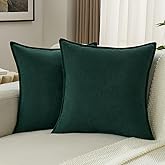 FUTEI Dark Green Chenille Throw Pillow Covers 18x18 Inch Set of 2,Edges Double-Stitched Cushion Cases,Modern Home Decor for Couch Living Room
