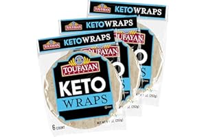 TOUFAYAN BAKERIES Toufayan KETO Tortilla Wraps - 0g Net Carbs, No Sugar, 11g Fiber & 5g of Protein per wrap | 3 Pack, 18 Wraps Total | Vegan & Kosher