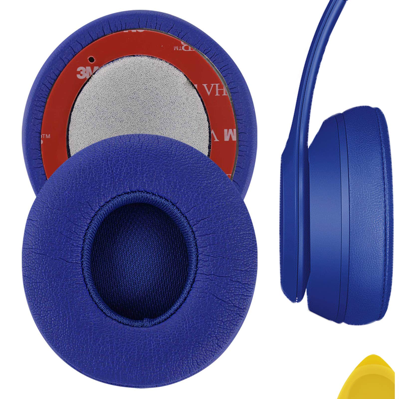 Geekria Replacement Ear Pads for Beats Solo 2 (B0534) & Solo 3 (A1796) Wireless On-Ear Headphones, Ear Cushions (Deep Blue)