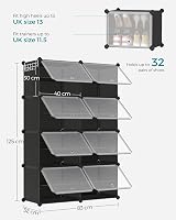 SONGMICS Interlocking Shoe Rack 8-Slot Storage Cabinet with Doors Black view 8