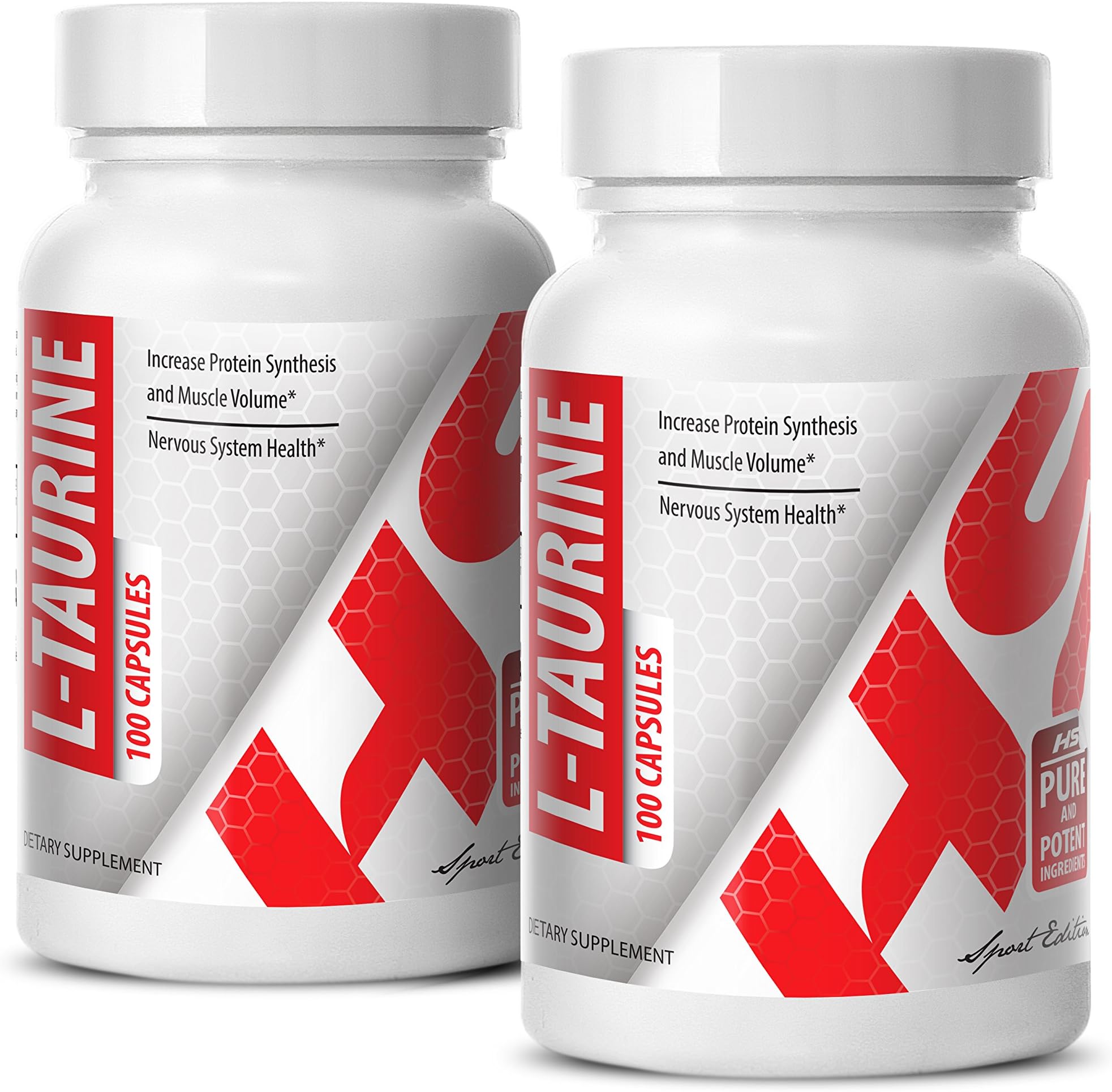 Muscle Growth Pills - L-Taurine 500MG - Taurine Pills - 2 Bottle (200 Capsules)