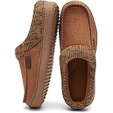 SaDuck Men's Moccasin Slippers Clogs - House Slippers for Men with Arch Support and Memory Foam Insole, Indoor Outdoor Comfortable House Shoes Tan size 11