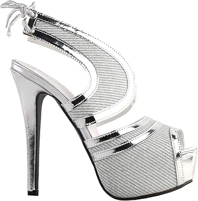 silver strappy platform heels