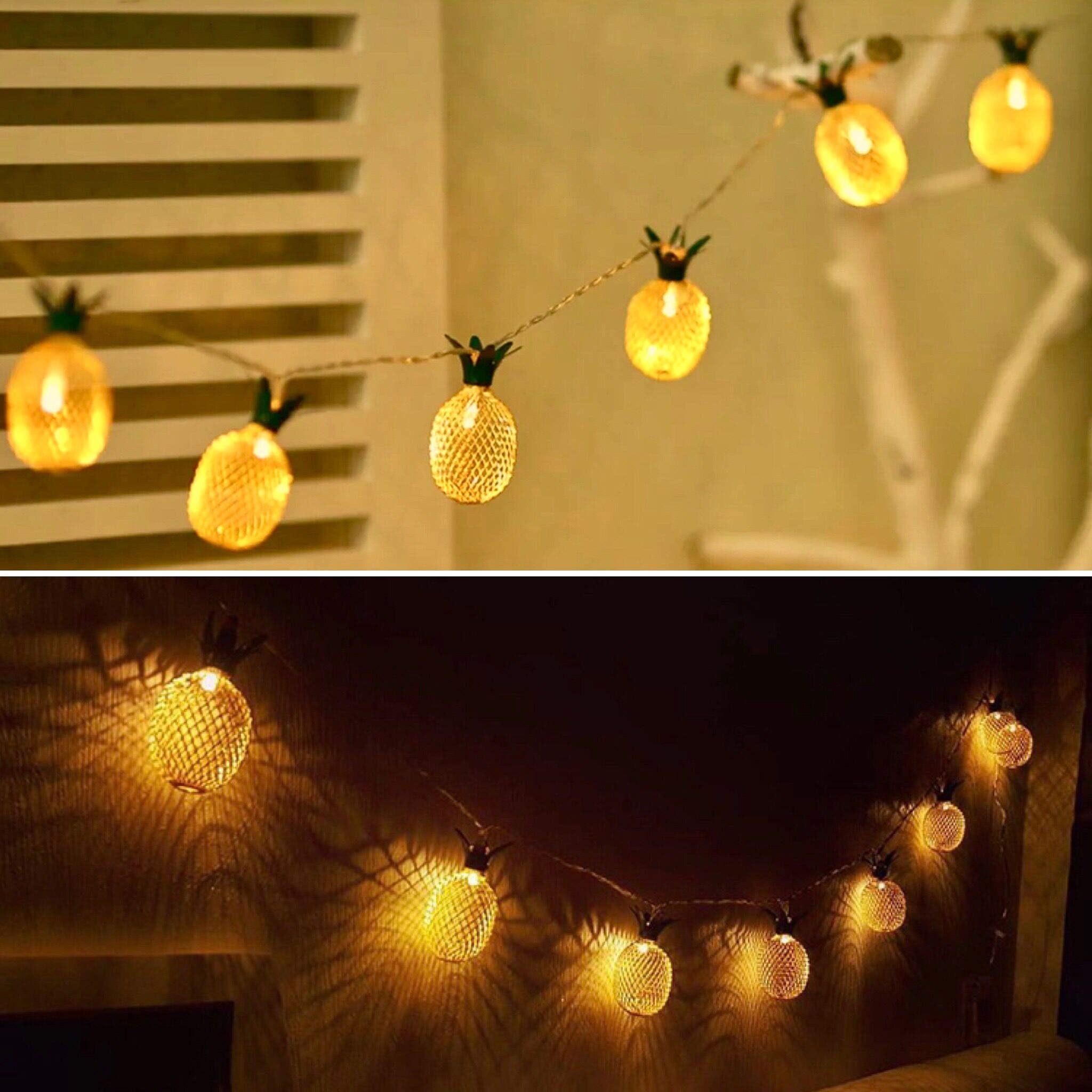 StarryMine Pineapple Decor String Light Battery Powered,5.9ft 10LED Fairy Indoor/Outdoor Hanging String Lighting for Home Wedding Party Bedroom Birthday Christmas Decoration(Warm White)