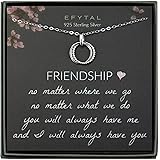 EFYTAL Best Friend Gifts, Sterling Silver Studded Ring Interlocking Circles Necklace, Friendship Necklaces, Bridesmaid Gift,