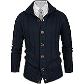 Aimeilgot Mens Fashion Casual Slim Fit Button Down Cable Knitted Stand Collar Cardigan Sweater
