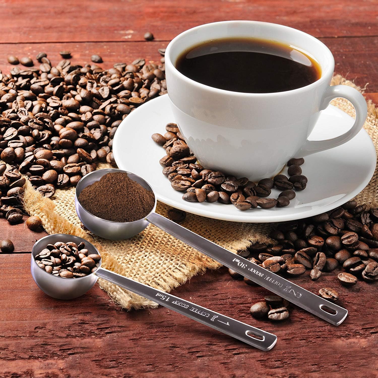 ORBLUE Stainless Steel Coffee Scoop Set 2 Pack, 1 Tbsp (15 ml) & 2 Tbsp (30 ml) Coffee Measuring Spoons with Long Handle - Image 5