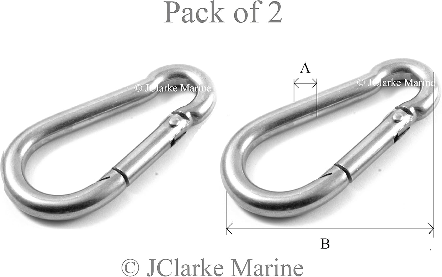 Carabiner Karabina Snap Spring Hook With Eyelet 8mm x 80mm Stainless