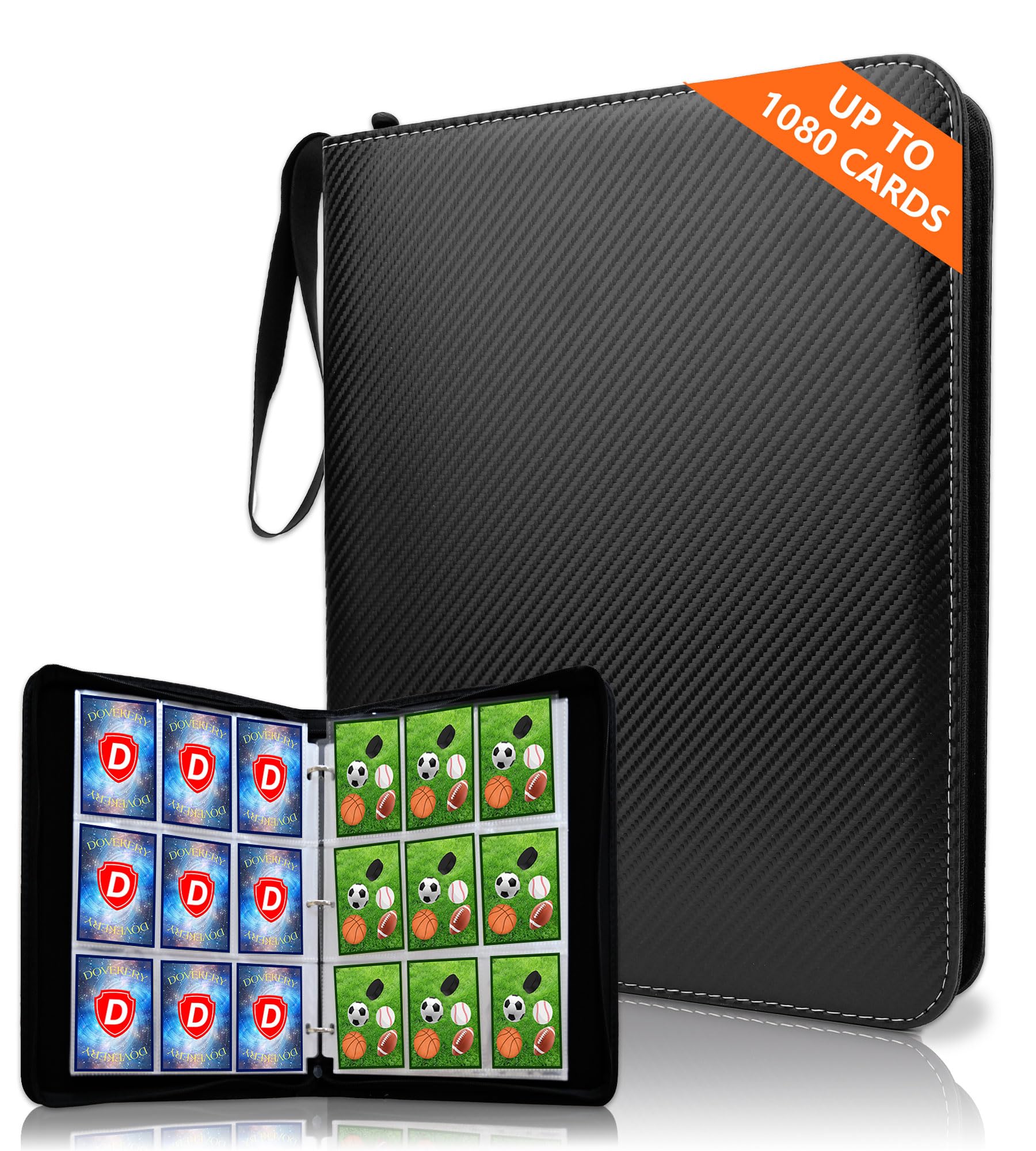 DOVEKERY Trading Card Binder 9 Pocket, Card Collection Folder with 60 Removable Sleeves, Zipper PU Leather Holder Album for TCG, Football, Basketball, Sports Cards — image 1