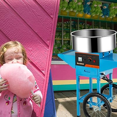 Buy Commercial Cotton Candy Machine Electric 20inch Candy Floss Maker With Cart Stainless Steel With Big Drawer For Various Parties Blue Online In Indonesia B07zkft9f8