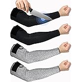 Ramede 2 Pairs Cut Resistant Sleeves Protective Arm Protectors with Adjustable Strap Forearm Sleeves for Men Women