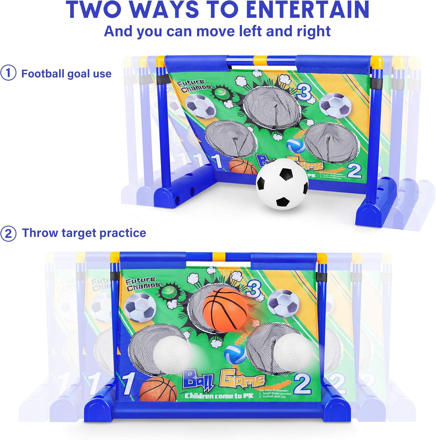 Electric Moving Football Goal Net Set, Football Target Toss with Footballs and Pump,Interactive Training Game Toys for Indoor Outdoor Sports Ball Game, Gift for Boy Girl 3 4 5 6 7 Year: Toys & Games