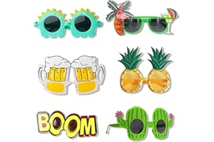 YoneJave 6Pcs Hawaiian Glasses, 6 Styles Funny Sunglasses, Novelty Party Sunglasses Beach Party Sunglasse for Adult Partys