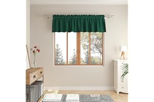 LKTCOBTAC Green Small Tiers Kitchen Short Small Mini Window Curtains Valance 10 inches Length Blackout Home Decor Blackout Basement rv Camper Living Room/Bedroom 60W by 10L 1 Piece Rod Pocket