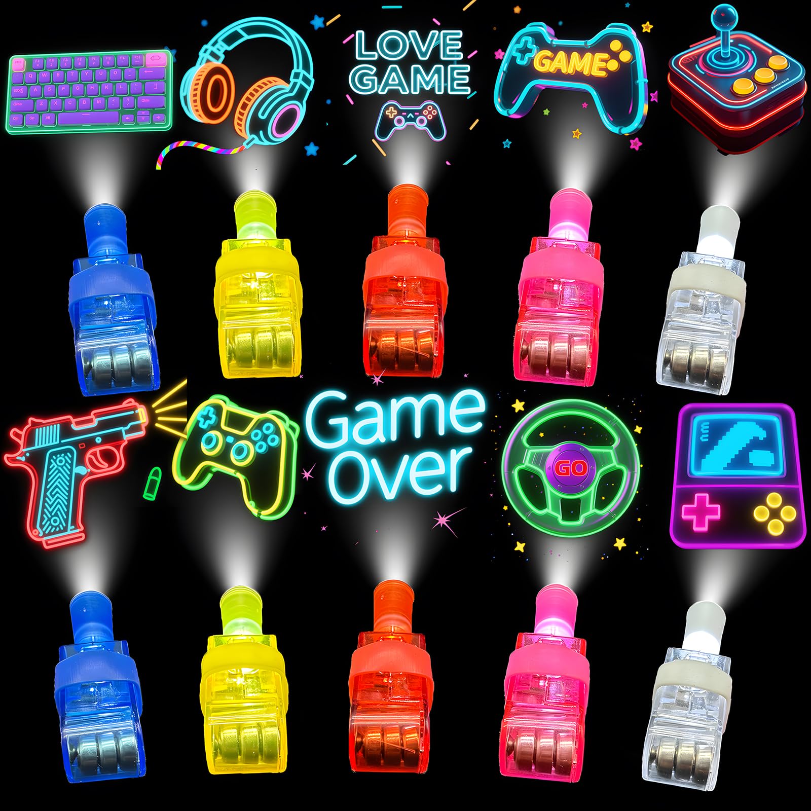 KCNVLCK 40 PCS Video Game Party Favours Goodie Bag Fillers - Kids LED Light Up Finger Lights Toys, Glow in The Dark Rave Accessories for Boys Girls Birthday Halloween Party Supplies โ image 1
