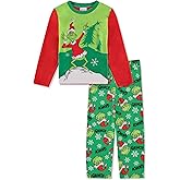 Dr. Seuss The Grinch Pajamas 2-Piece Matching Set - Cozy Christmas PJs Loungewear for Toddlers & Big Kids Boys Girls