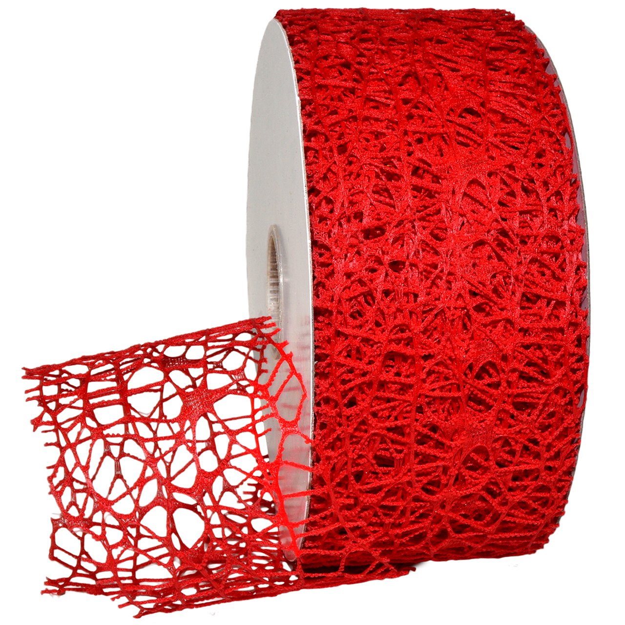 Morex Ribbon 7397 Whimsy Ribbon, Open Weave, 2 1/2" x 50 yd, Red