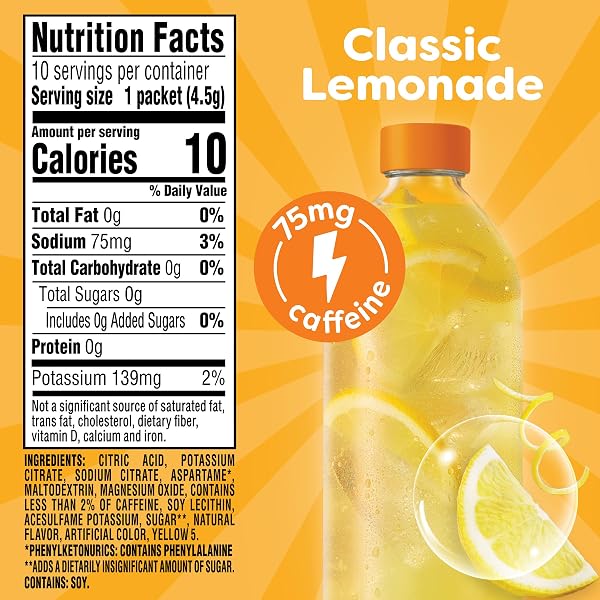 CRYSTAL LIGHT ENERGY BOOST LEMONADE DRINK MIX, 10 CT ON-THE-GO PACKETS